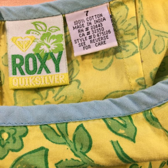 Roxy Quiksilver Yellow and Green Floral Cotton Skirt Size 7 - Picture 6 of 6